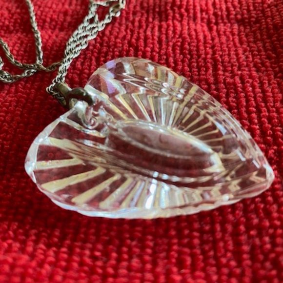 VINTAGE* Signed WATERFORD CRYSTAL HEART Pendant * TOWLE Sterling SILVER NECKLACE - Picture 3 of 6